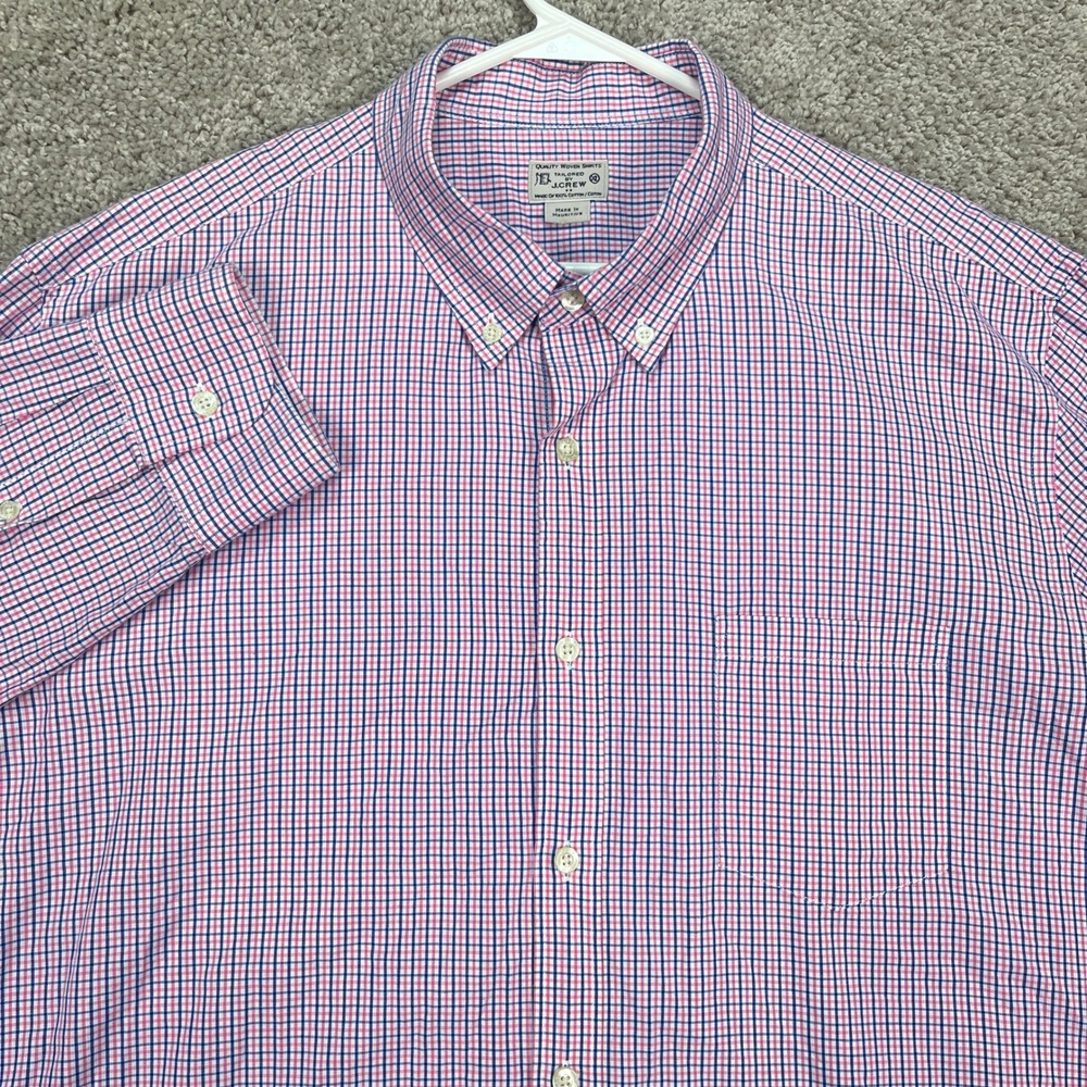 J.Crew‎ Men's XL Plaid Button Down Long Sleeve Shirt Pink Blue Casual Top